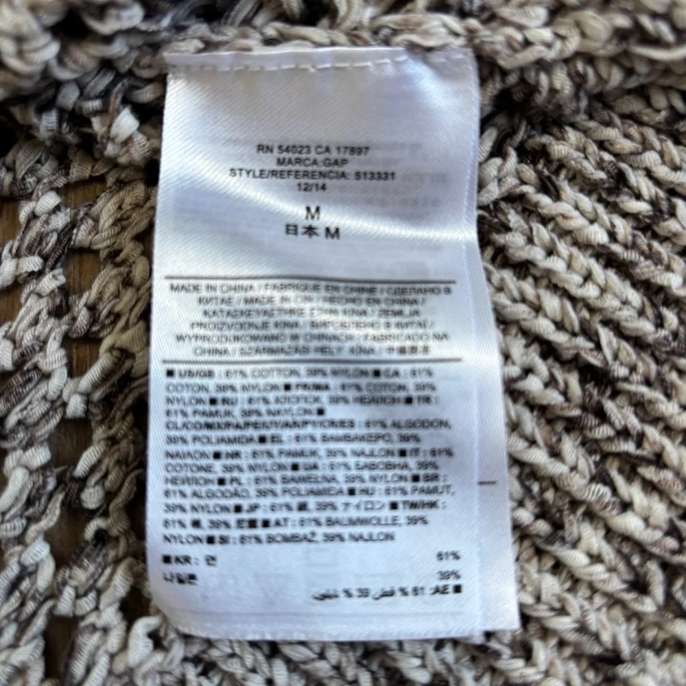 GAP Open Weave Slim Fit 3/4 Length Sleeve Sweater Sz M
